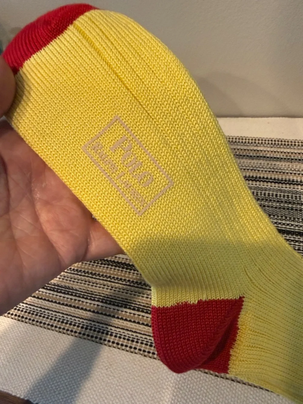 Vintage Polo Ralph Lauren Colorblock Socks Yellow Red Blue‎ Made in Japan NOS